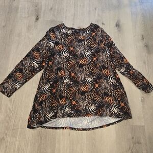 Intro. Stretch Tiger Print 3/4 Sleeve Blouse NWT Sz 2X